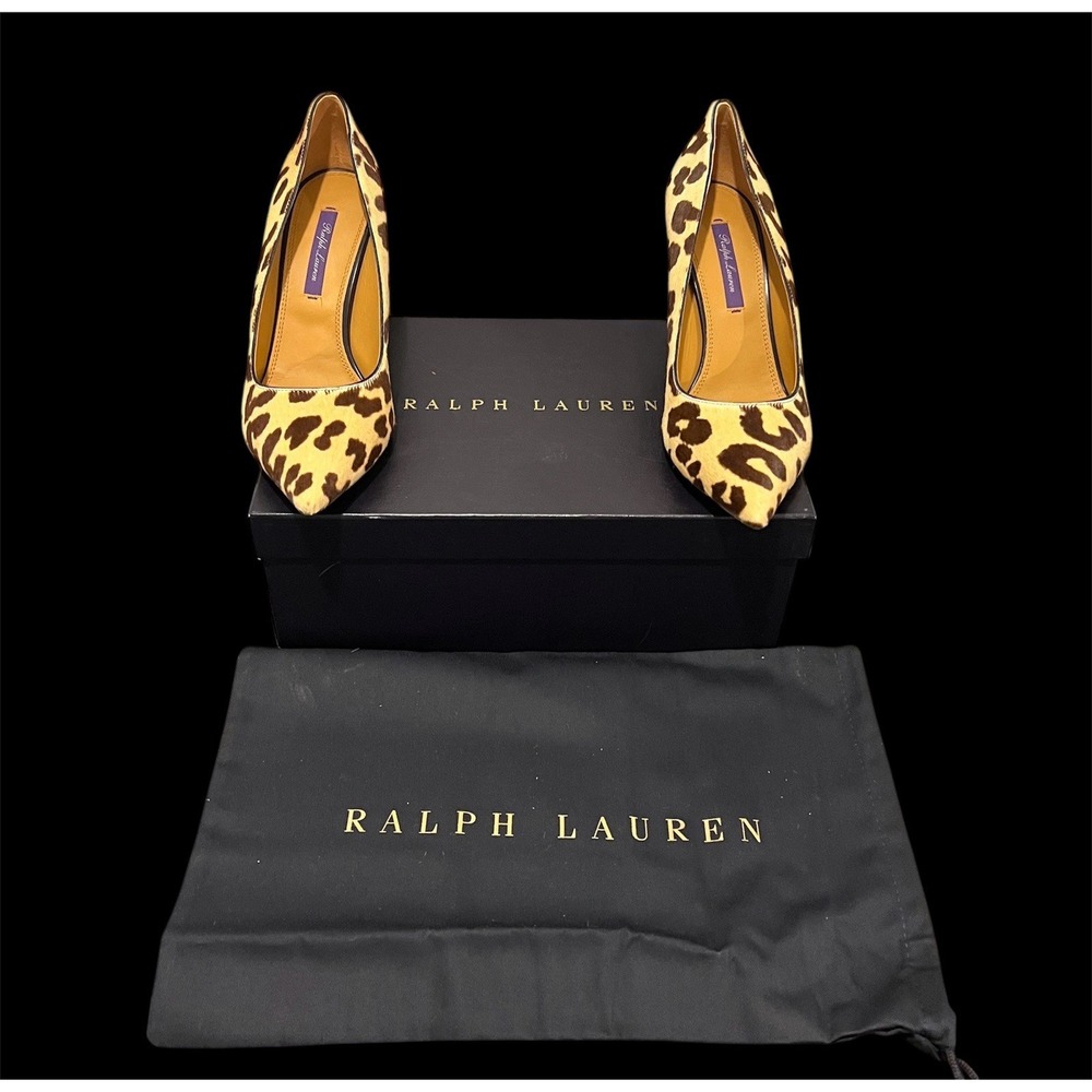 Ralph Lauren Purple Label Collection Armissa Leopard-Print Haircalf Pump Size 8
